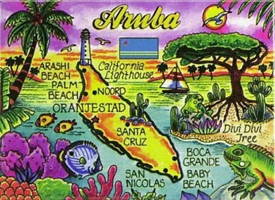 Aruba Map Caribbean Fridge Collector's Souvenir Magnet Classic Design 2.5 X 3.5  • $8.45