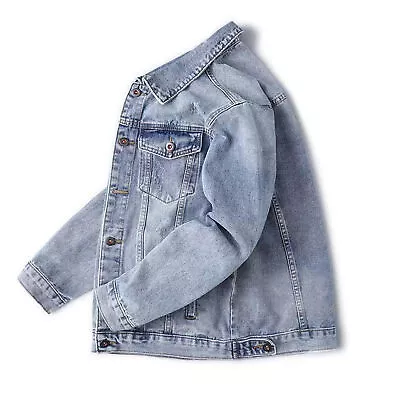 Men Spring Outerwear Button Closure Jacket Retro Hop Style Denim With Multi • $34.14