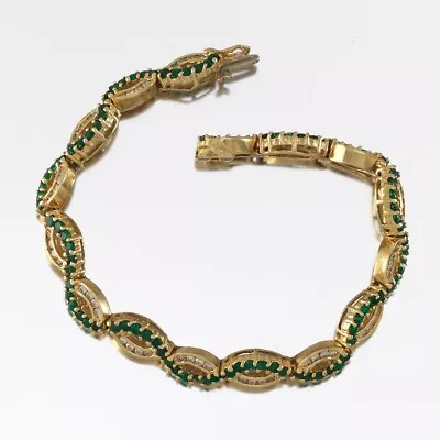 14K Diamond And 5 Carats Emerald Tennis Bracelet﻿ • $2500