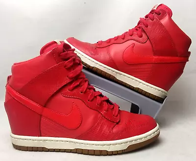 Nike Dunk Sky Hi Shoes Womens US 7.5 High Hidden Wedge Heel Red Gum 528899-603 • $193.95