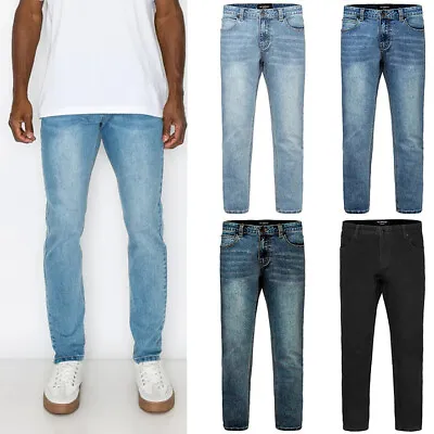 Victorious Men's Premium Stretch Washed Basic Loose Fit Denim Jeans  DL1007EY • $34.95