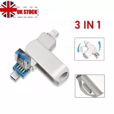 UK USB3.0 Flash Drive Metal Thumb Drive Memory Stick External Storage For IPhone • £17.98