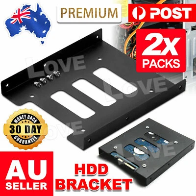 $6.95 • Buy 2X PC Metal 2.5  To 3.5  SSD To HDD Mounting Adapter Bracket Hard Drive Holder