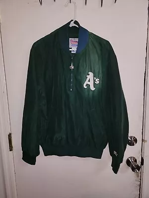 Vtg Starter Diamond Collection Oakland A's Half Zip Jacket Size Large USA Made  • $69.99