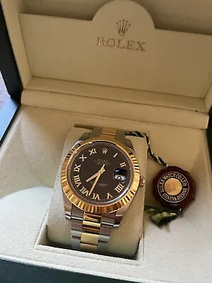 Mens Rolex Datejust II 41MM 116333 18K/Steel Two Tone Black Dial Watch • $11500