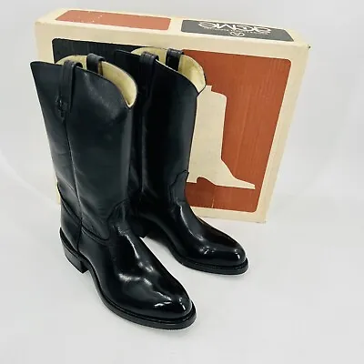 Vtg Acme Brand 9080 Black Cowboy Boots Vulcan Soles Men's Size 8D NOS New • $99.95