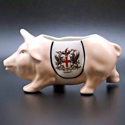 Vintage London Crested Ware Pig Figurine Pot Pink London Pig Good Condition • £15.99