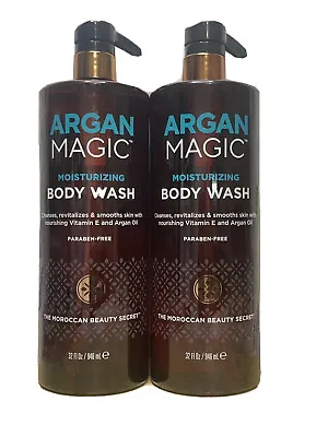 2- Bottles Argan Magic Cleansing Body Wash W/ Vitamin E & Argan Oil 32 Fl Oz Ea • $34.38