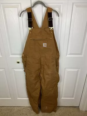 Carhartt Insulated Bib Overall OR4393-M Loose Fit  Men’s  Large Short Brown • $26