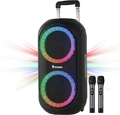 Karaoke Speaker Portable High Power Wireless Microphones MR ENTERTAINER PULSAR • £219.99