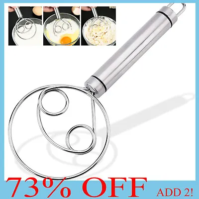 Danish Dough Whisk Egg Mixer Stainless Steel Dutch Dough Hand Mixer Whisk Tools • £3.13