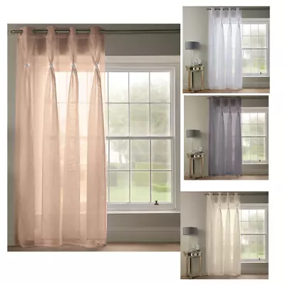 £15.95 • Buy Single Voile Curtain Panel Decorative Ring Top Eyelet Net Swag Sheer Diamante