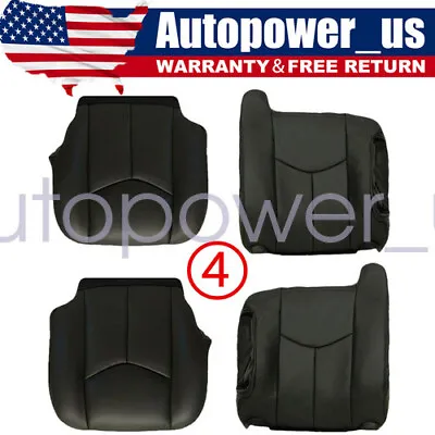 For 2003-2006 Chevy Silverado 1500 Front Bottom Top Leather Seat Cover Black • $26.15