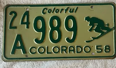 1958 Colorado License Plate Skier Excellent Condition • $75