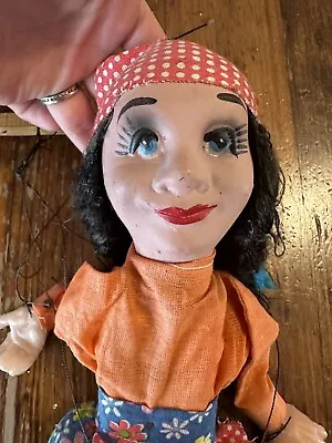 Vintage Mexican String Puppet Marionette Woman With Pigtails • $25