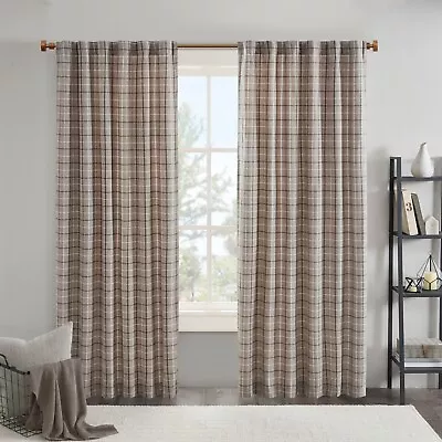 Madison Park Anaheim Plaid Rod Pocket And Back Tab Curtain Panel With Fleece Lin • $37.99