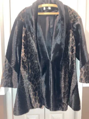 $65.99 • Buy Cache Faux Fur Coat XSmall Leopard Animal Print Chic Brown Black Vintage