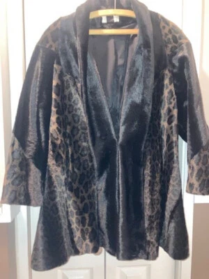 $65.99 • Buy Cache Faux Fur Coat XSmall Leopard Animal Print Chic Brown Black Vintage