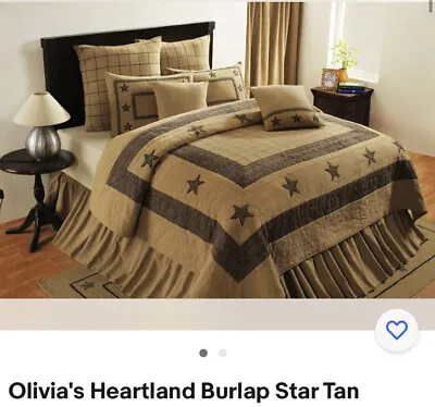 Olivia's Heartland Burlap Star Tan Country Queen Quilt . 🔥🔥🔥NEW🔥🔥🔥 • $61