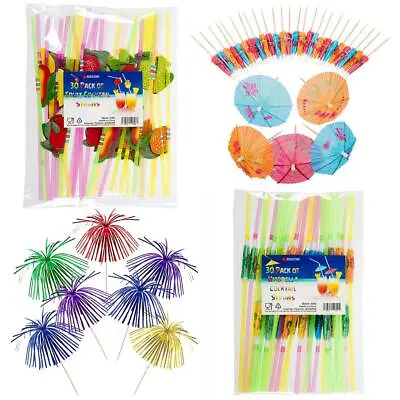 £3.99 • Buy Cocktail Straws Mini Umbrella Sticks Foil Palm Picks Drink Decor Party Bar Items