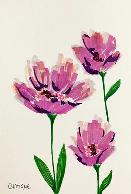 $15 • Buy EUNTIQUE - Original Flower Painting By American Artist EUNTIQUE