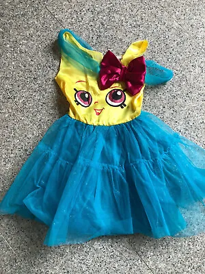 $13.50 • Buy Shopkins Cupcake Queen Costume Small Yellow Dress Blue No Headpiece Size 7-8