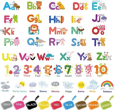 Hianjoo Learning Alphabet Numbers Color Wall Stickers Weather Wall Stickers And • £12.58