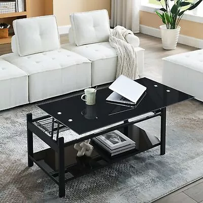 Lift And Lift Coffee Table With Hidden Storage & Glass Top • $121.79