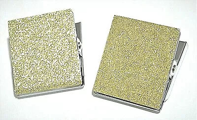 2 X GOLD GLITTER Square Magnetic Bulldog Fridge Paper Metal Clips 45mm X 50mm • £6.36