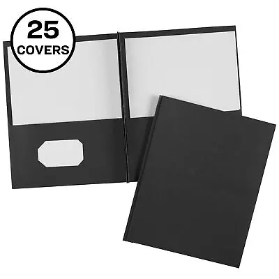 Two Pocket Folders With 3 Prong Fasteners 25 Black Folders (47978) • $14.75