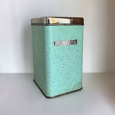 Lincoln Beautyware 1950s Vintage Metal Sugar Canister. Turquoise Teal MCM Decor • $22.50