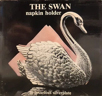 Vintage 1984  The Swan  Silver Plated Metal Napkin Holder #1703 Italy Godinger • $15