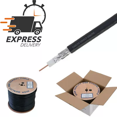 RG6 Cable 1000FT Bulk Coaxial Wire Dual Shield 18AWG Black Coax Satellite TV NEW • $97.47