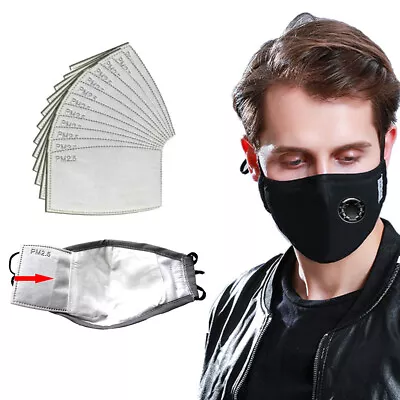 Washable Reusable Cotton Valve Face Mask & 12 Weeks Supply Of PM2.5 Carbon Pads • £3.99