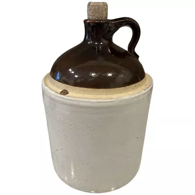 Vintage 1 Gallon Stoneware Whiskey Moonshine Jug Brown & Tan Old Crock Vintage • $35