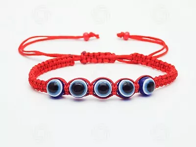 Handmade Red Hamsa Bracelet Rope Charm Blue Evil Eye Kabbalah Pendant Gift UK  • £2.99