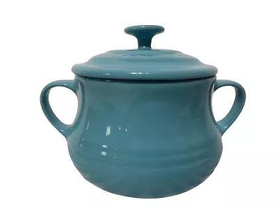 LE CREUSET Soup Stew Bowl With Lid & Handles Blue/Turquoise • £13