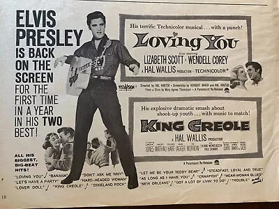 Elvis Presley Loving You Half Page Vintage Promotional Ad • $3.99