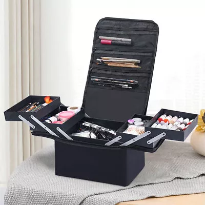 Extra Large Vanity Case Beauty Box Make Up Jewelry Cosmetic Nail Storage Box UK • £13.49