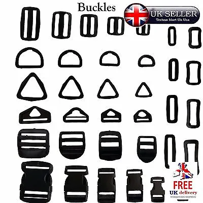 £6.89 • Buy Buckles Adjustable Assorted Tape Webbing Strap Connector Backpack Plastic Slider