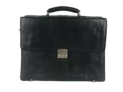 Samsonite Unisex Adults Black Leather Top Handle Compartment Briefcase Bag • $46.99