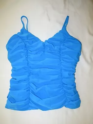 Miraclesuit Swimsuit Top TANKINI Underwire 467959 Blue Ruched Size 16 DD • $19.99