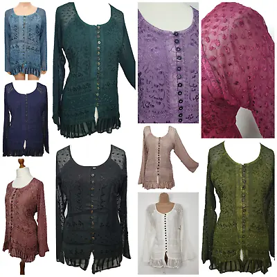£19.99 • Buy Ladies Full Sleeve Blouse Boho Top Tunic Embroidered Size 14,16,18,20,22,24,26