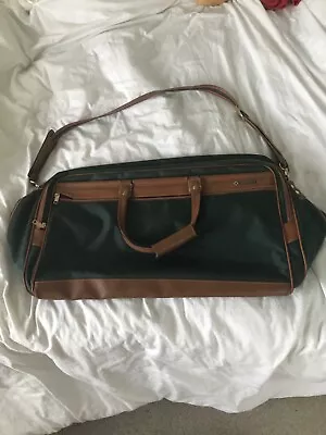 Samsonite  Canvas Faux Leather Green & Brown Overnight Carry On Duffle • £30