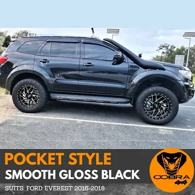 FENDER FLARES Fits FORD EVEREST WHEEL ARCH 2016+ GLOSS BLACK ABS POCKET HOLES • $279