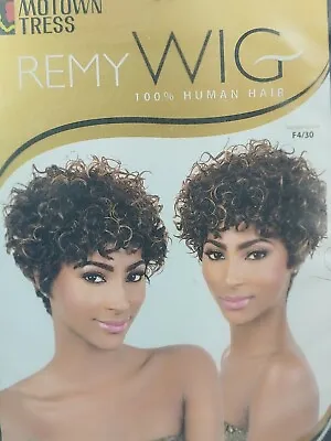 Motown Tress 100%  Remy Human Hair Natural Curly HR Malin Wig Color F1B/30 • $43.89