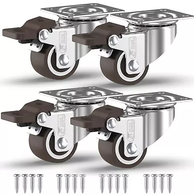 £10.19 • Buy 4 X 25mm 50mm Castor Wheels Stem Threaded Bolt Swivel Casters Heavy Duty