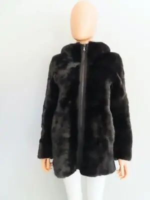 J. Mendel Black Dyed Mink Hooded Reversible Jacket Size XS/S • $1995