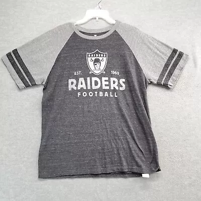 Oakland Raiders Men Shirt XL Gray Fanatics Logo Raglan Short Sleeve Tee • $14.88