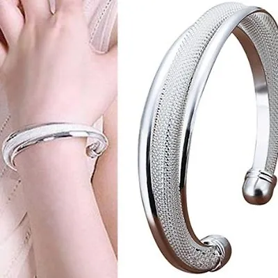 Silver Plated Cuff Bracelet Ladies Boho Bangle Wave Jewellery Gift For Her A112 • £5.25